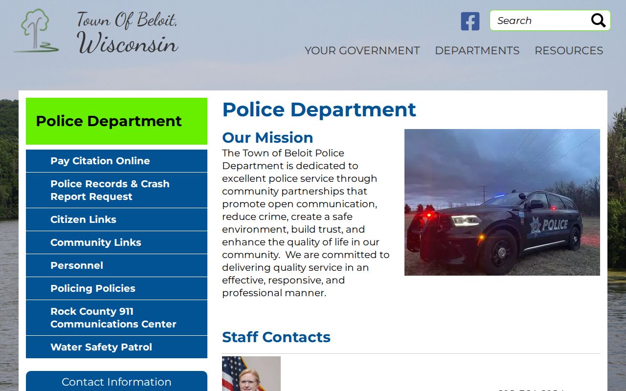 Town of Beloit Police Department official page