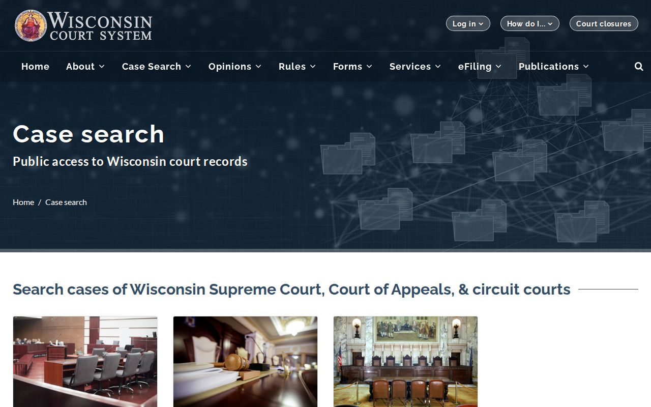 Wisconsin Circuit Court case search for Rock County booking disposition records